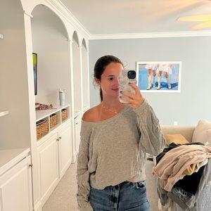 One shoulder grey crew neck